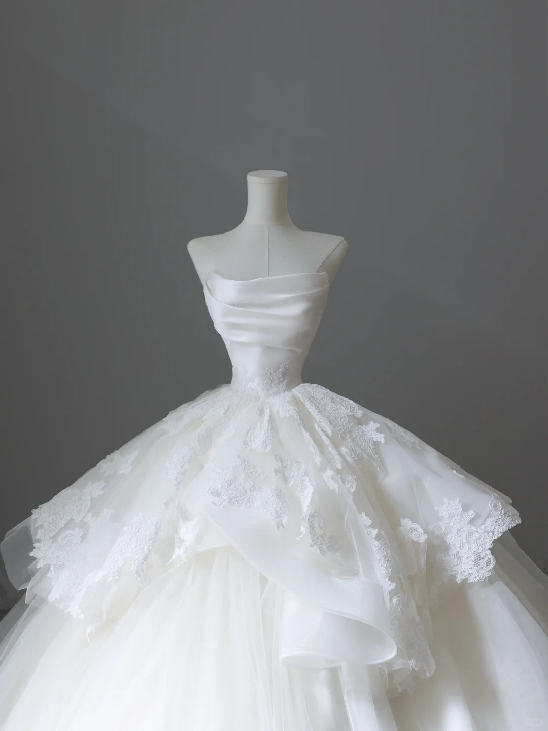 A Line Ball Gown White Tulle Long Wedding Dress Princess Bridal Gown fg7396