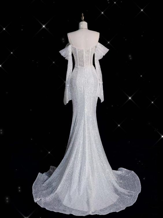 Glitter Corset Sequins Wedding Dress Mermaid Prom Dress fg7207
