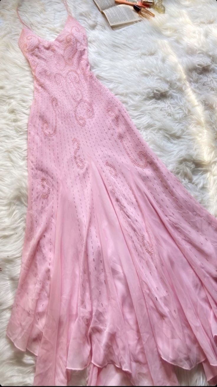 Pink spaghetti strap long evening dress fg7104