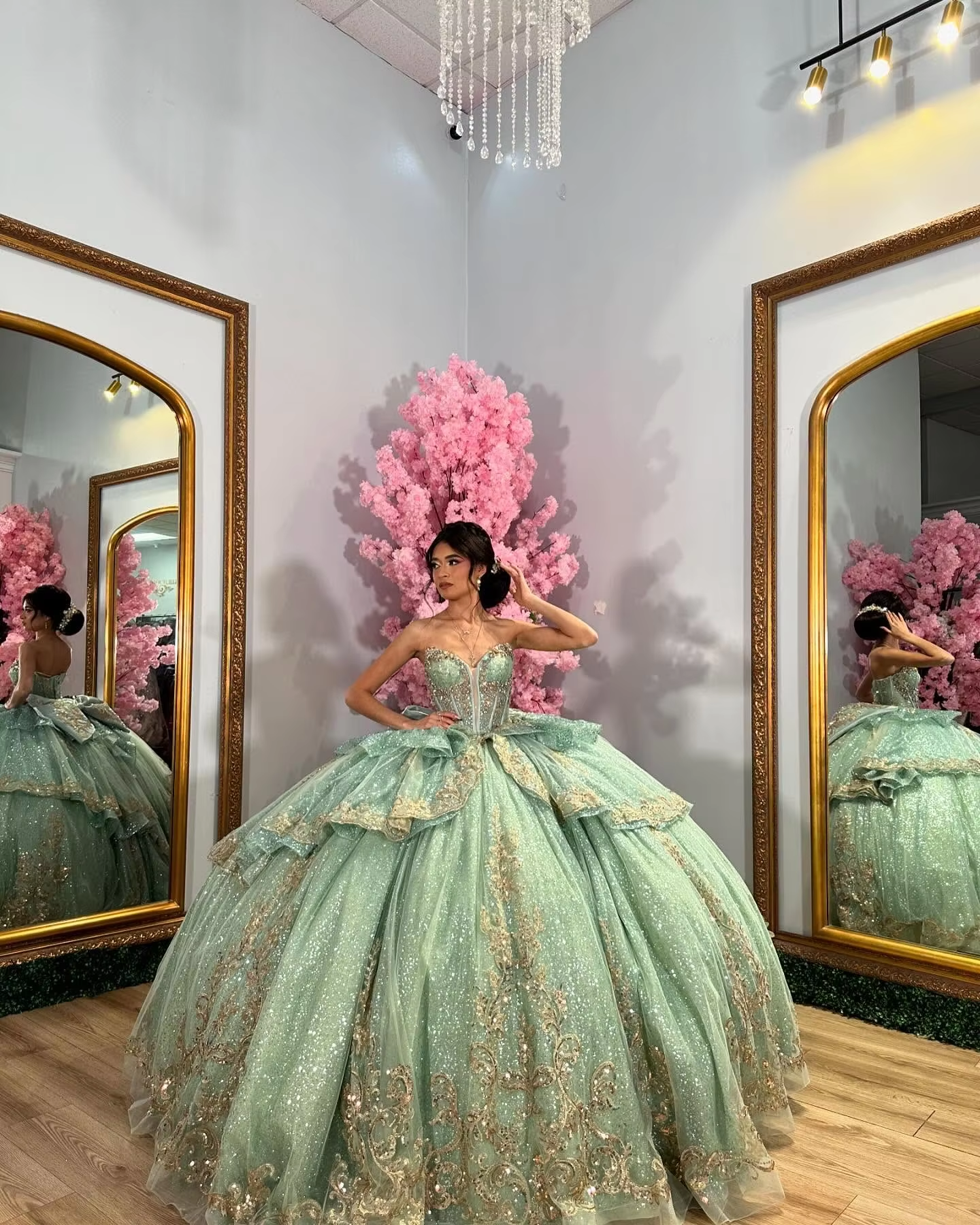 Vestido de quinceañera de corte A en color salvia para niñas, vestidos de fiesta de cumpleaños, vestidos de dulces 16 fg7485