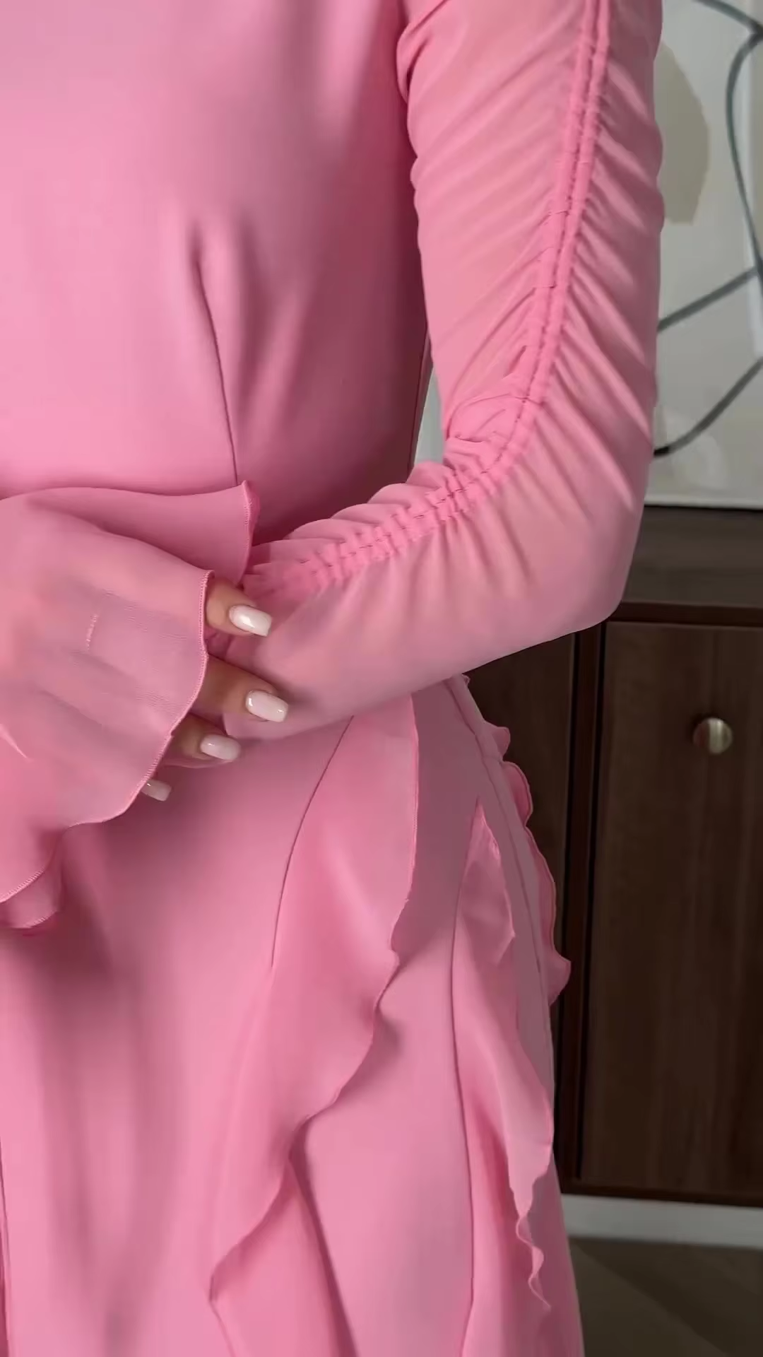 Vestido informal de gasa con volantes para mujer, vestido de fiesta largo fg7442