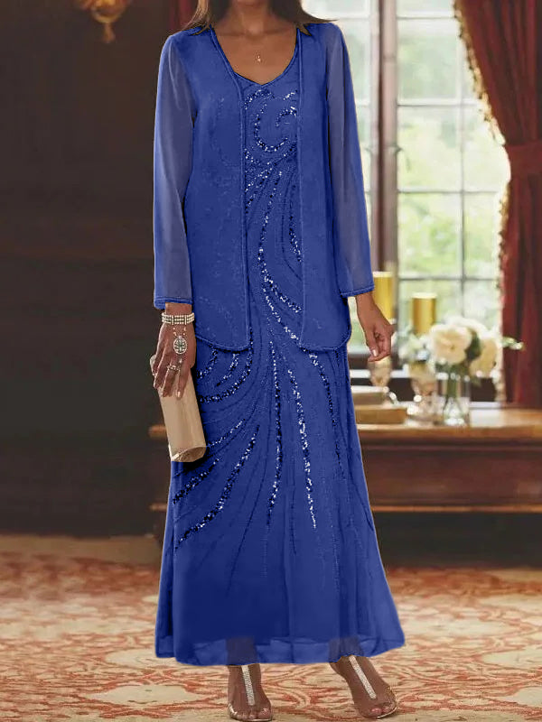Sheath/Column Mother of the Bride & Groom Dresses with Jacket & Sequins