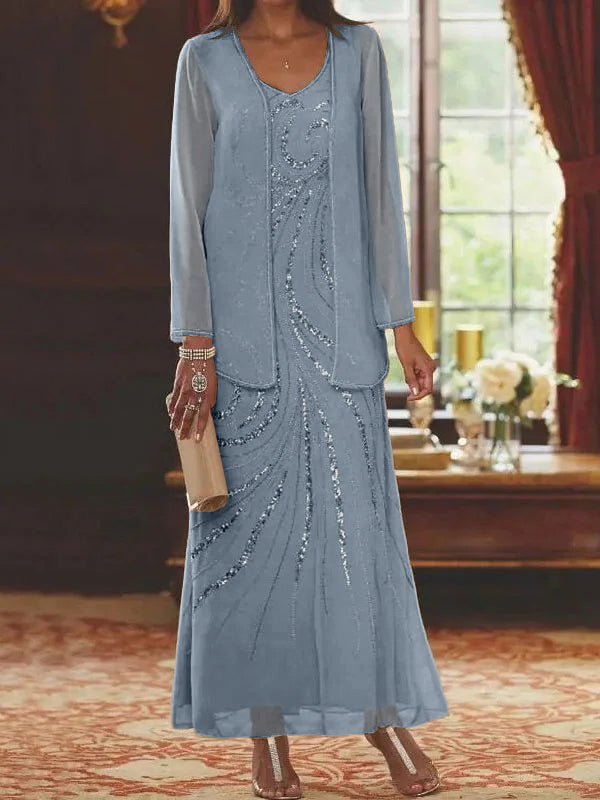 Sheath/Column Mother of the Bride & Groom Dresses with Jacket & Sequins