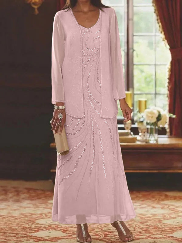 Sheath/Column Mother of the Bride & Groom Dresses with Jacket & Sequins