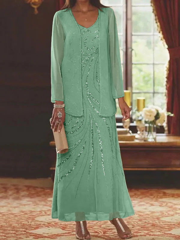 Sheath/Column Mother of the Bride & Groom Dresses with Jacket & Sequins