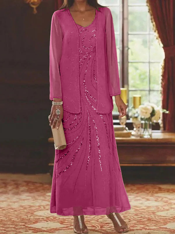 Sheath/Column Mother of the Bride & Groom Dresses with Jacket & Sequins