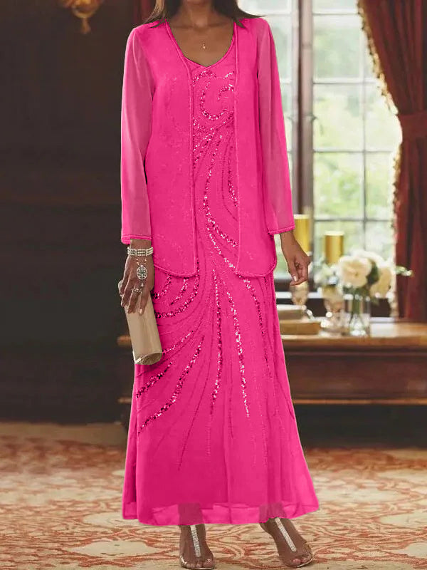 Sheath/Column Mother of the Bride & Groom Dresses with Jacket & Sequins