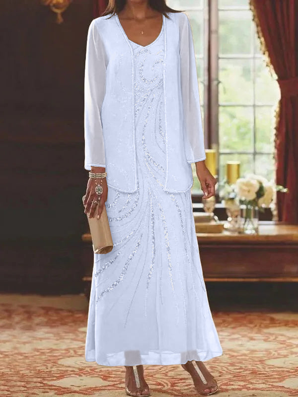 Sheath/Column Mother of the Bride & Groom Dresses with Jacket & Sequins
