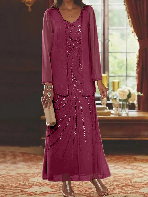 Sheath/Column Mother of the Bride & Groom Dresses with Jacket & Sequins
