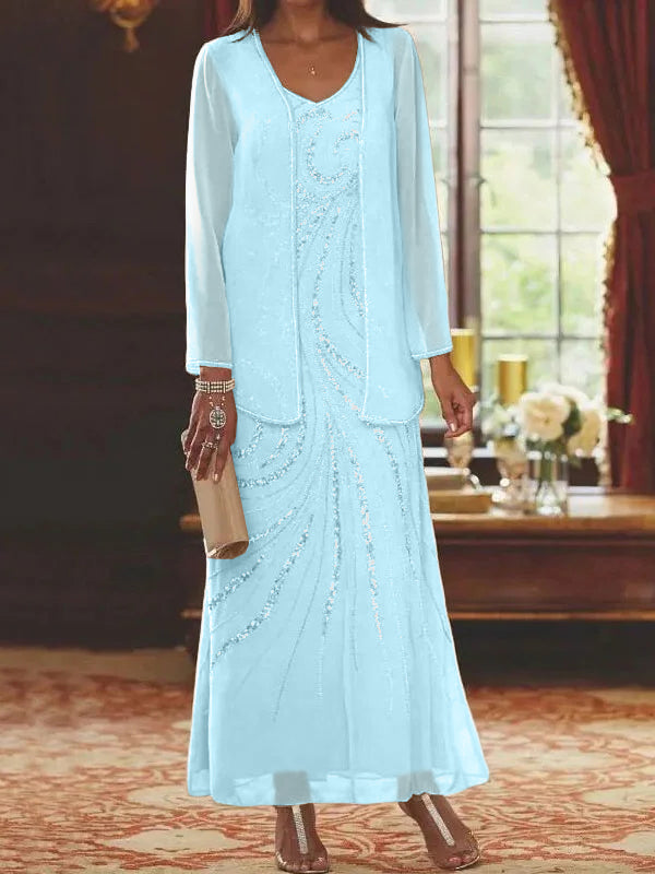 Sheath/Column Mother of the Bride & Groom Dresses with Jacket & Sequins