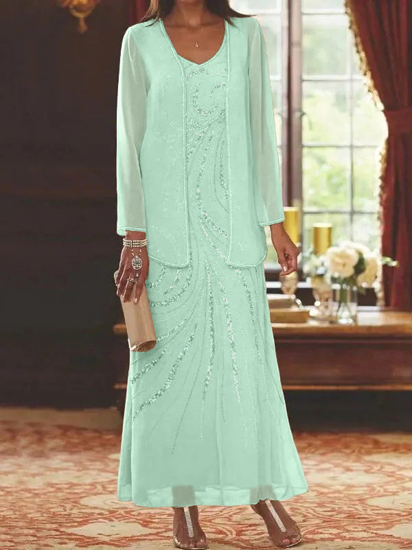 Sheath/Column Mother of the Bride & Groom Dresses with Jacket & Sequins