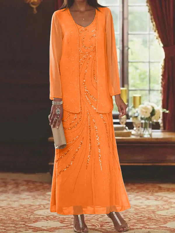 Sheath/Column Mother of the Bride & Groom Dresses with Jacket & Sequins