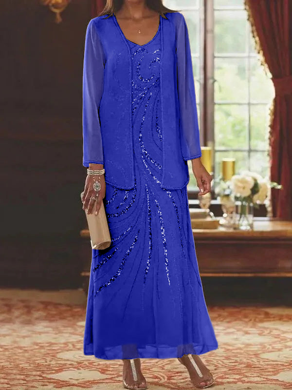 Sheath/Column Mother of the Bride & Groom Dresses with Jacket & Sequins