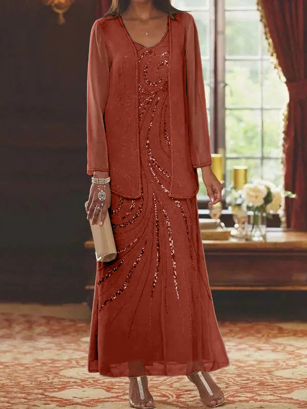 Sheath/Column Mother of the Bride & Groom Dresses with Jacket & Sequins
