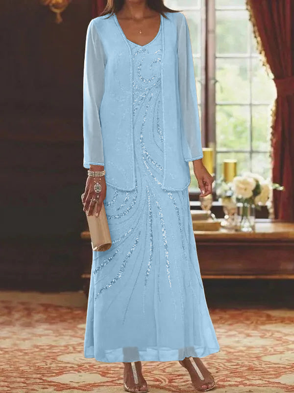 Sheath/Column Mother of the Bride & Groom Dresses with Jacket & Sequins