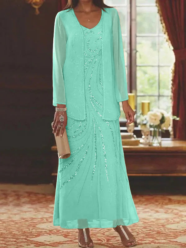 Sheath/Column Mother of the Bride & Groom Dresses with Jacket & Sequins
