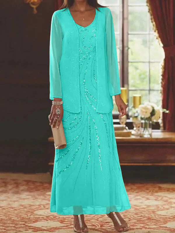 Sheath/Column Mother of the Bride & Groom Dresses with Jacket & Sequins