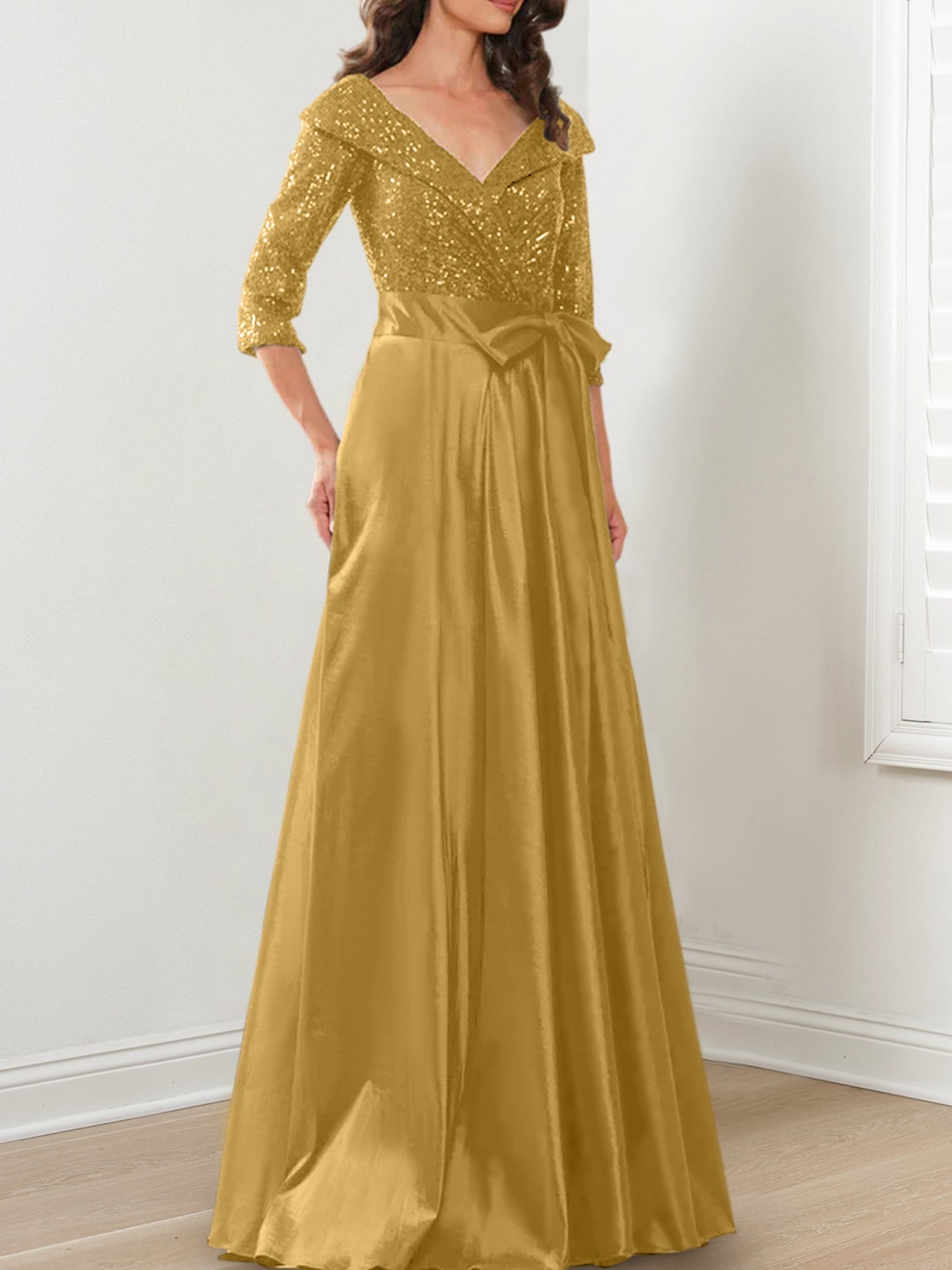 A-Line/Princess V-Neck Floor-Length Mother of the Bride Dresses