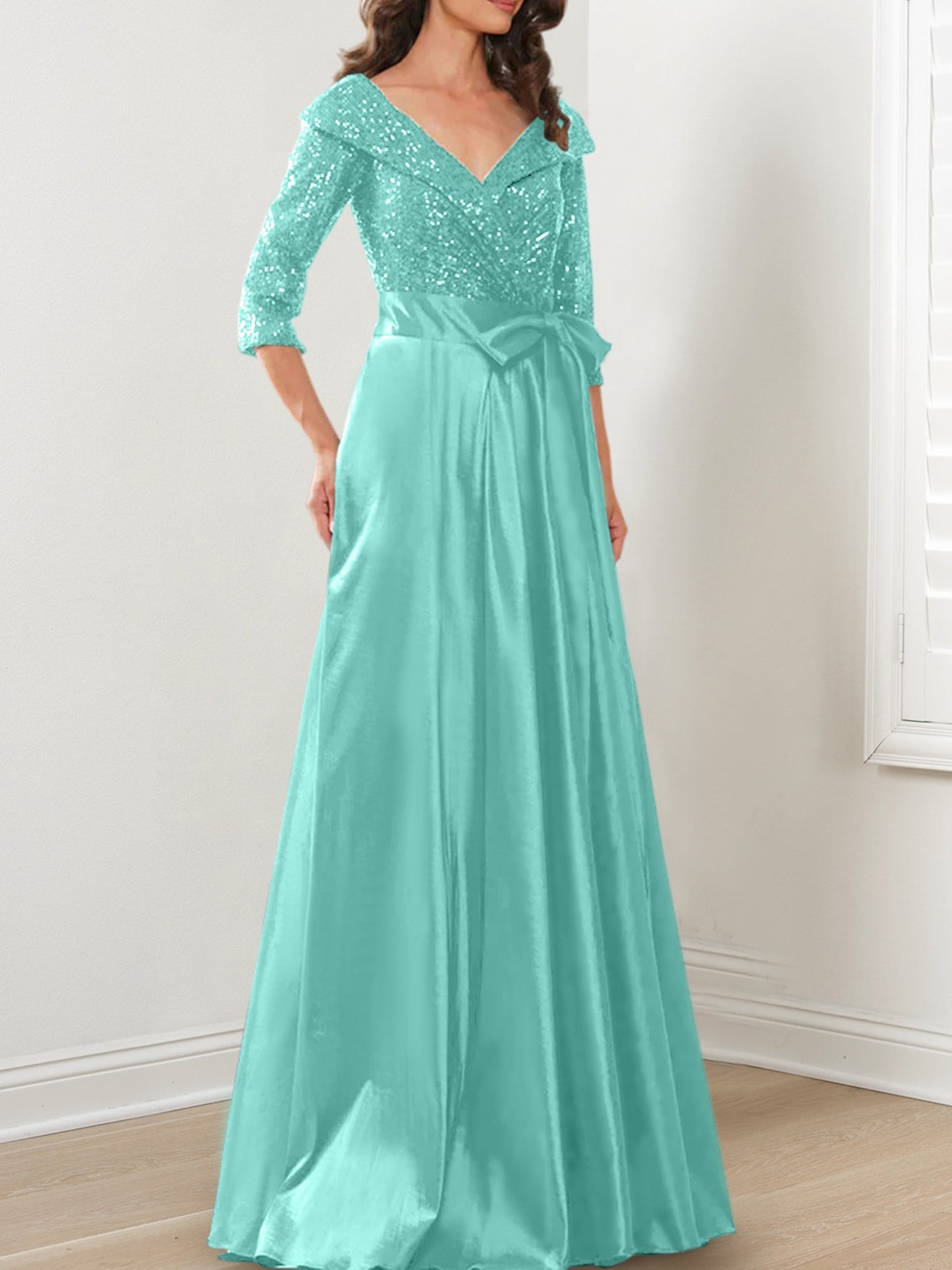 A-Line/Princess V-Neck Floor-Length Mother of the Bride Dresses
