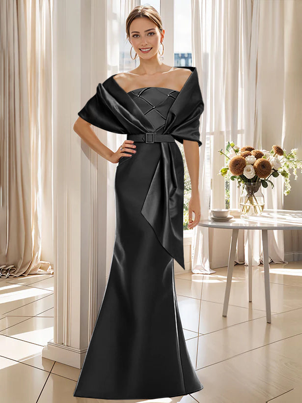 Trumpet 2 Pieces Floor-Length Mother of the Bride & Groom Dresses with Wrap