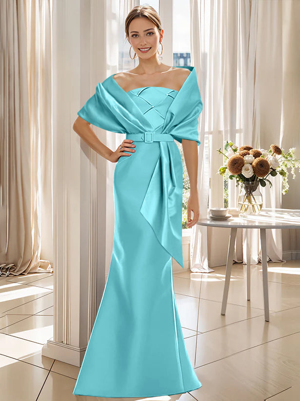 Trumpet 2 Pieces Floor-Length Mother of the Bride & Groom Dresses with Wrap