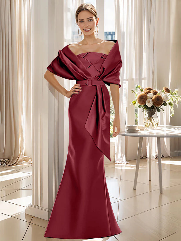 Trumpet 2 Pieces Floor-Length Mother of the Bride & Groom Dresses with Wrap