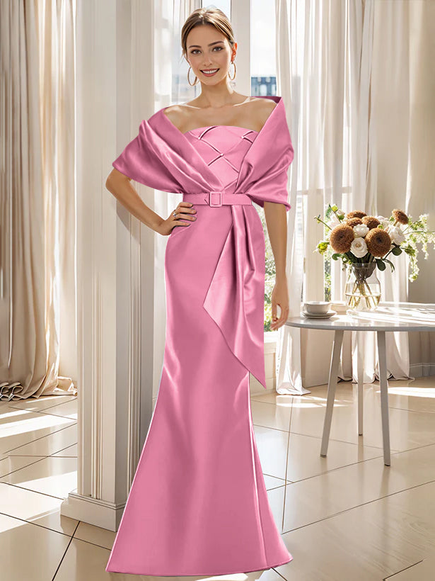 Trumpet 2 Pieces Floor-Length Mother of the Bride & Groom Dresses with Wrap