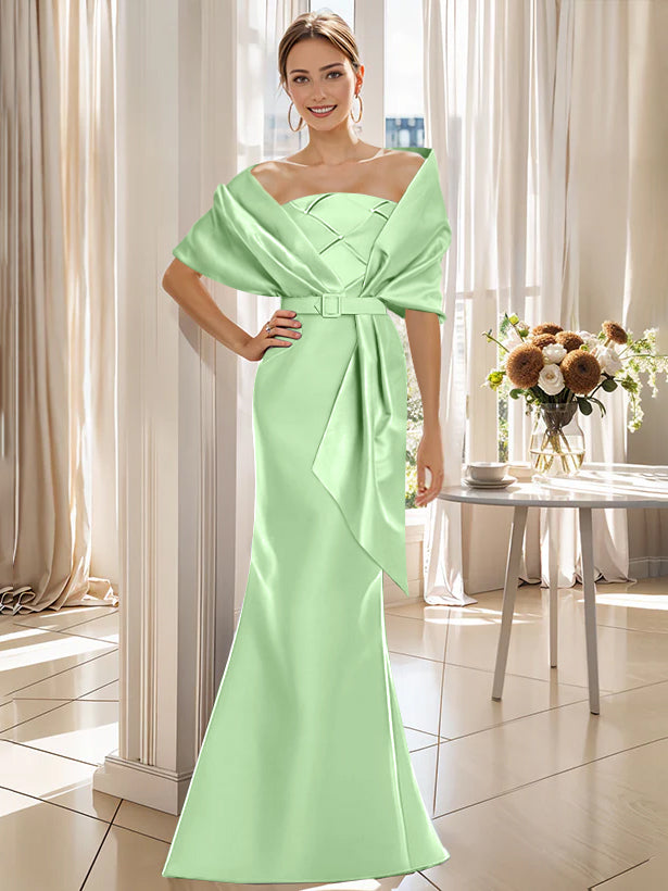 Trumpet 2 Pieces Floor-Length Mother of the Bride & Groom Dresses with Wrap