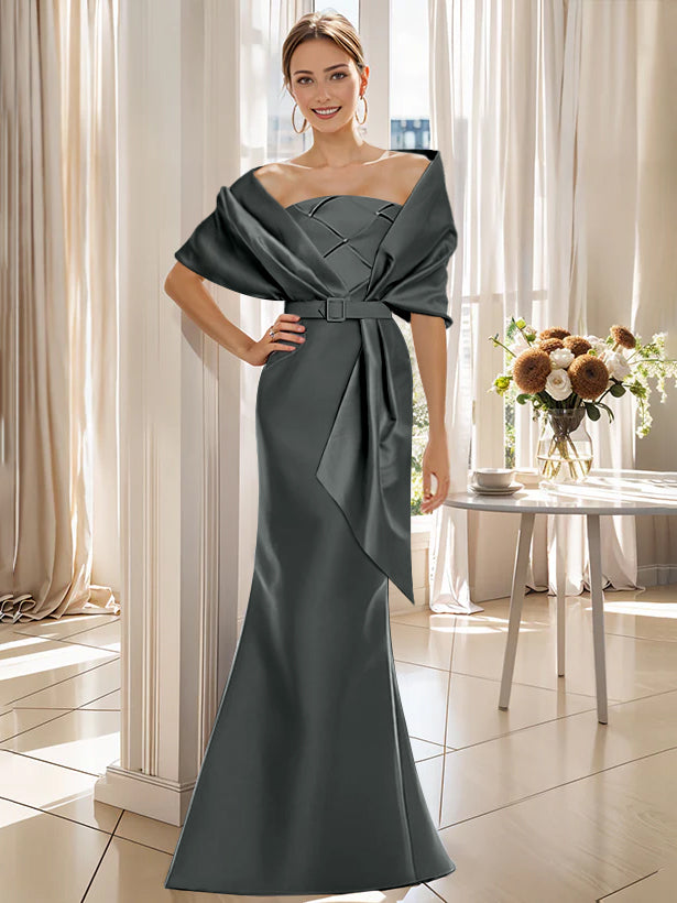 Trumpet 2 Pieces Floor-Length Mother of the Bride & Groom Dresses with Wrap