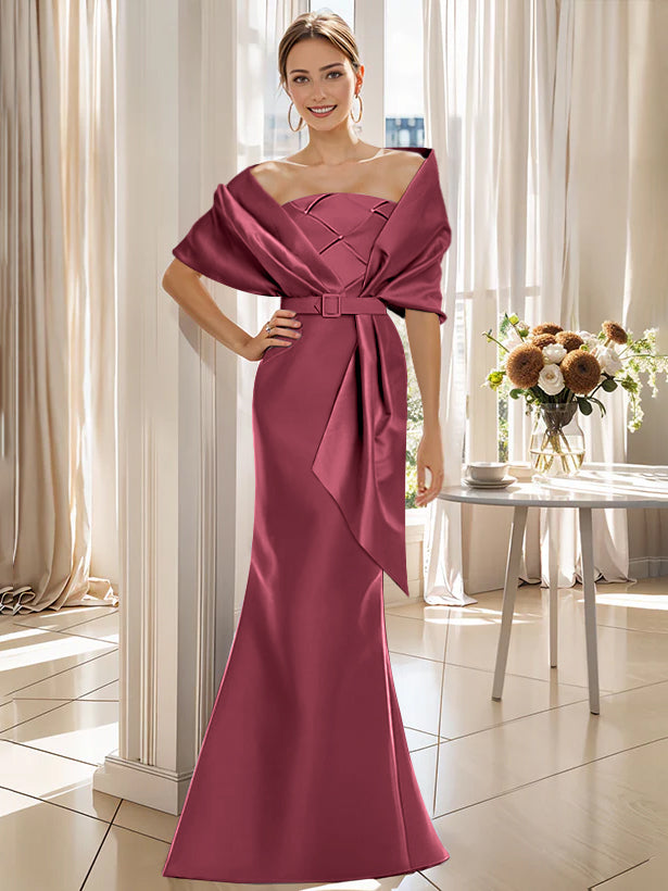 Trumpet 2 Pieces Floor-Length Mother of the Bride & Groom Dresses with Wrap