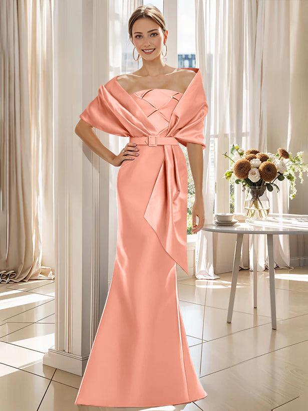Trumpet 2 Pieces Floor-Length Mother of the Bride & Groom Dresses with Wrap