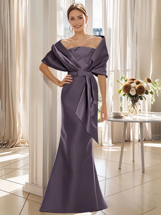 Trumpet 2 Pieces Floor-Length Mother of the Bride & Groom Dresses with Wrap