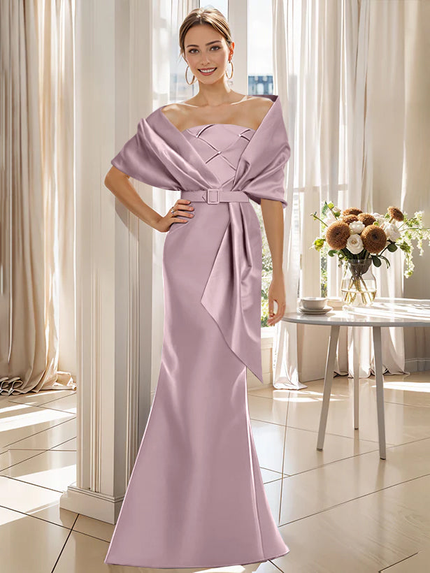 Trumpet 2 Pieces Floor-Length Mother of the Bride & Groom Dresses with Wrap