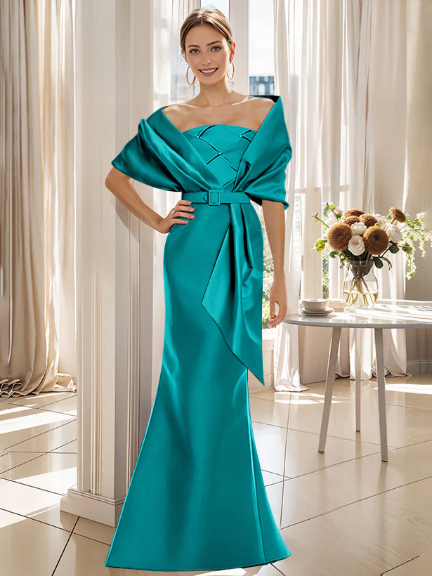 Trumpet 2 Pieces Floor-Length Mother of the Bride & Groom Dresses with Wrap