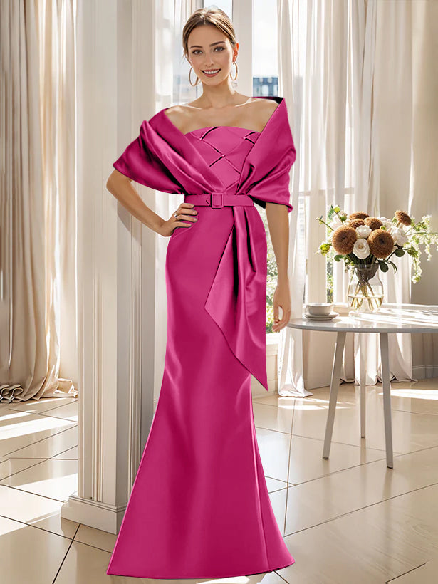 Trumpet 2 Pieces Floor-Length Mother of the Bride & Groom Dresses with Wrap