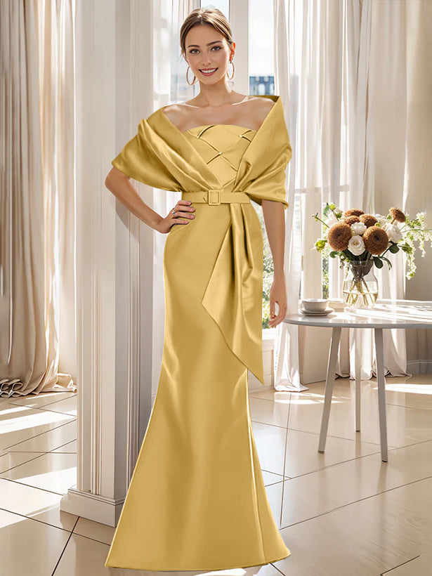 Trumpet 2 Pieces Floor-Length Mother of the Bride & Groom Dresses with Wrap