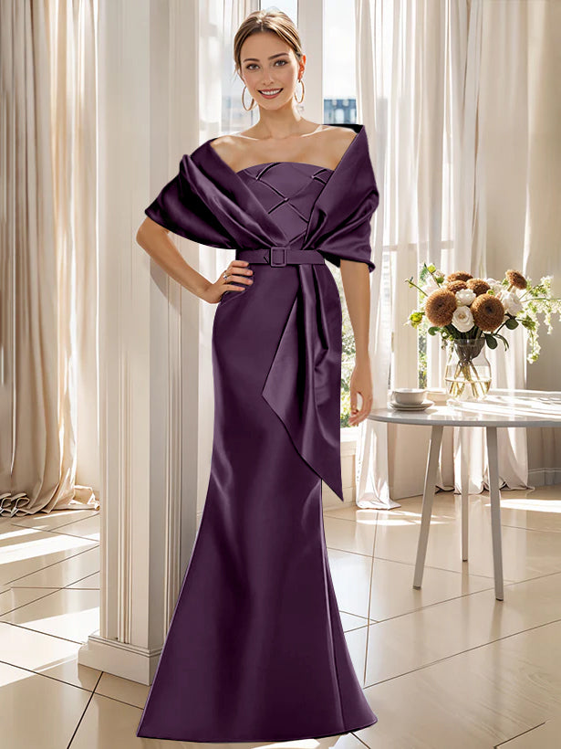 Trumpet 2 Pieces Floor-Length Mother of the Bride & Groom Dresses with Wrap