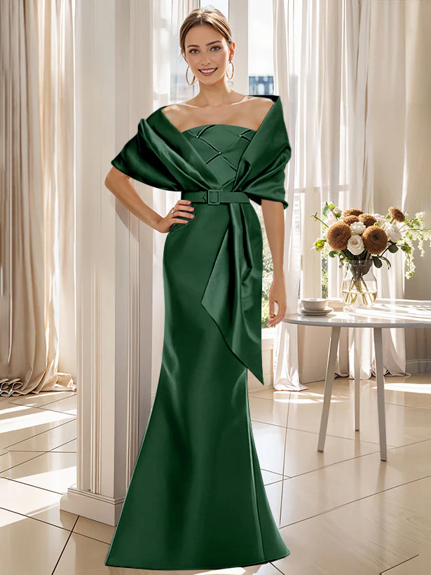 Trumpet 2 Pieces Floor-Length Mother of the Bride & Groom Dresses with Wrap