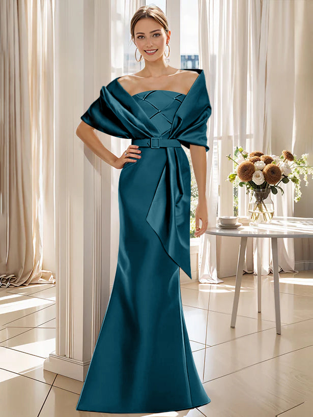 Trumpet 2 Pieces Floor-Length Mother of the Bride & Groom Dresses with Wrap