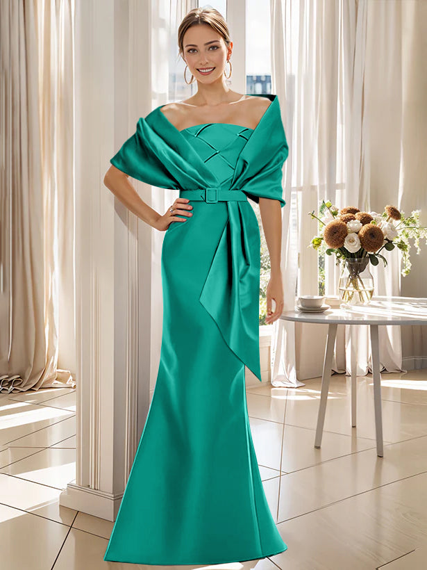Trumpet 2 Pieces Floor-Length Mother of the Bride & Groom Dresses with Wrap
