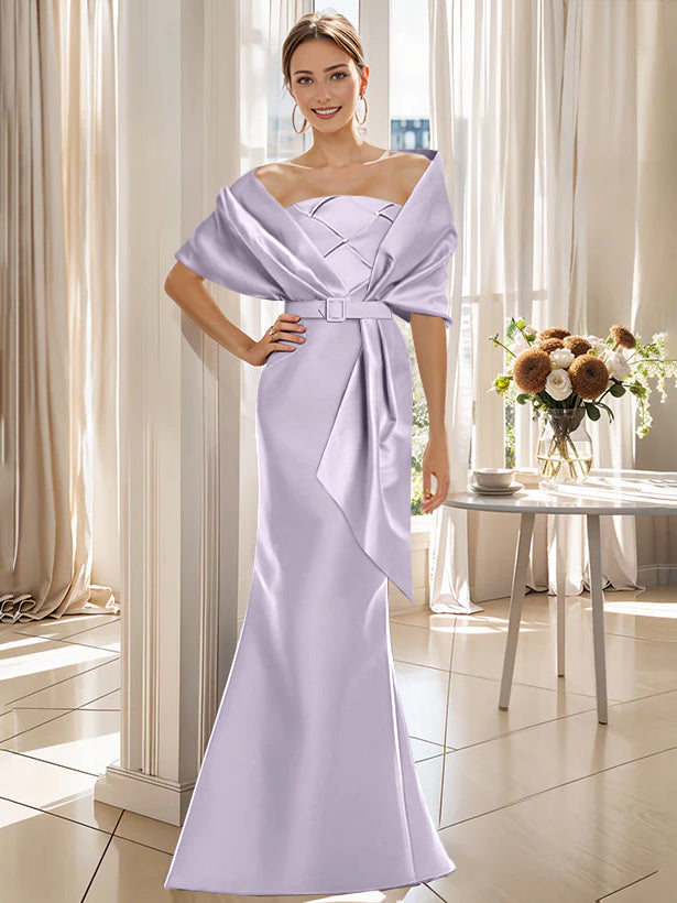 Trumpet 2 Pieces Floor-Length Mother of the Bride & Groom Dresses with Wrap
