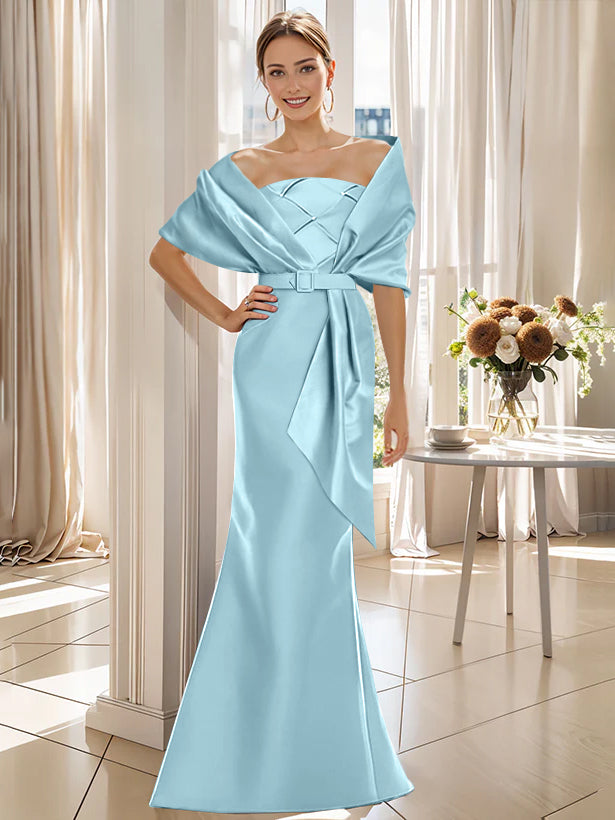 Trumpet 2 Pieces Floor-Length Mother of the Bride & Groom Dresses with Wrap