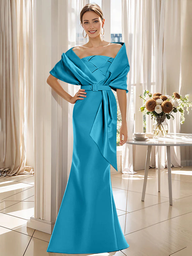 Trumpet 2 Pieces Floor-Length Mother of the Bride & Groom Dresses with Wrap