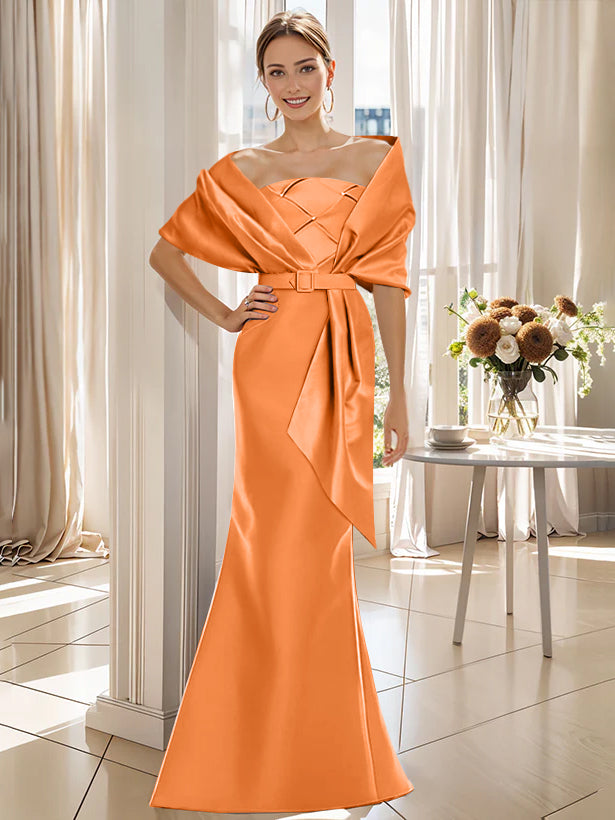 Trumpet 2 Pieces Floor-Length Mother of the Bride & Groom Dresses with Wrap