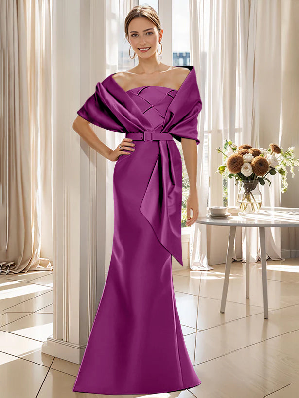 Trumpet 2 Pieces Floor-Length Mother of the Bride & Groom Dresses with Wrap