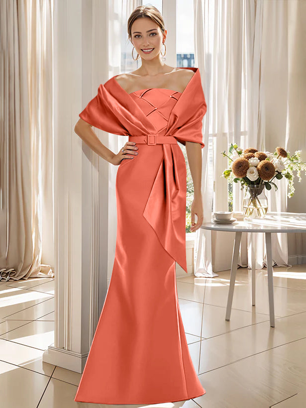 Trumpet 2 Pieces Floor-Length Mother of the Bride & Groom Dresses with Wrap