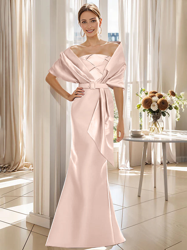 Trumpet 2 Pieces Floor-Length Mother of the Bride & Groom Dresses with Wrap