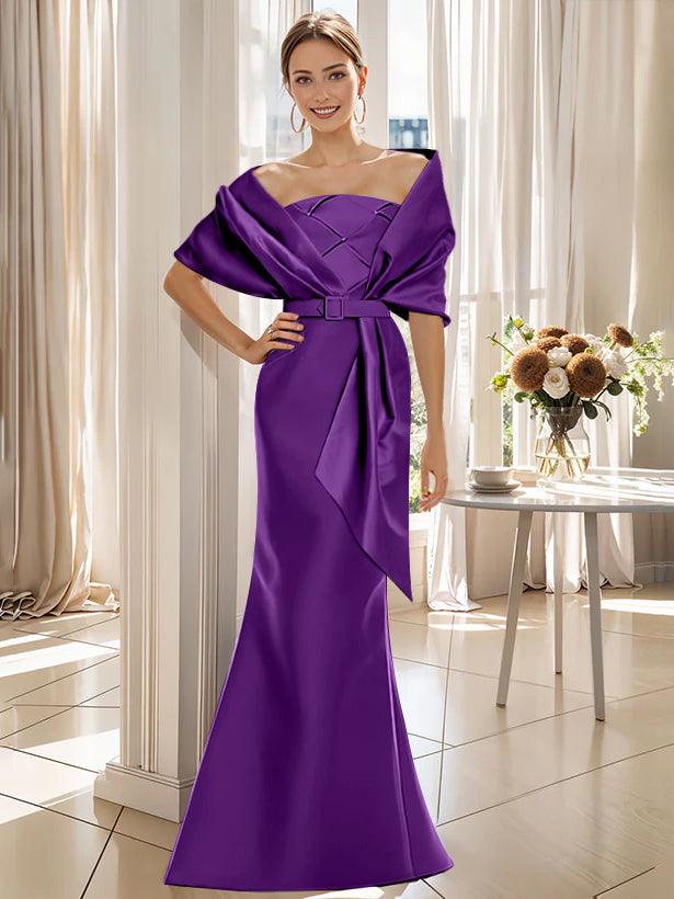 Trumpet 2 Pieces Floor-Length Mother of the Bride & Groom Dresses with Wrap