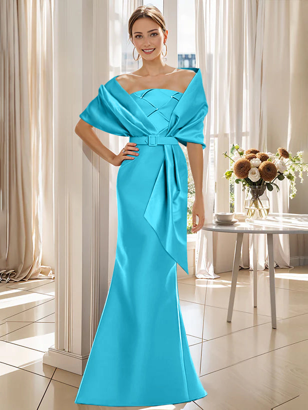 Trumpet 2 Pieces Floor-Length Mother of the Bride & Groom Dresses with Wrap