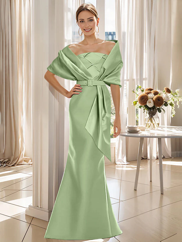 Trumpet 2 Pieces Floor-Length Mother of the Bride & Groom Dresses with Wrap
